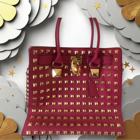 Michael Kors Luxury Studded Large HAMILTON Tote/Bag Pink Limited Edition $1500 - Picture 1 of 14